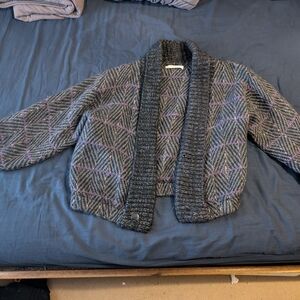 Vintage-style, heavy-knit wool cardigan